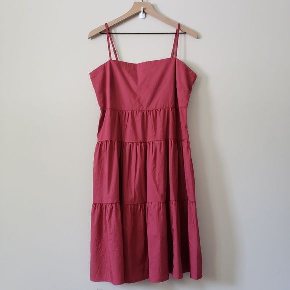 Gap Red Clay Tiered Cotton Midi Dress Size 12 Cami Casual - Picture 6 of 7